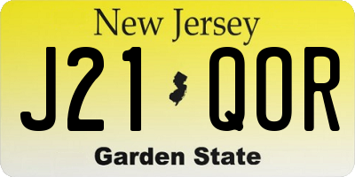 NJ license plate J21QOR