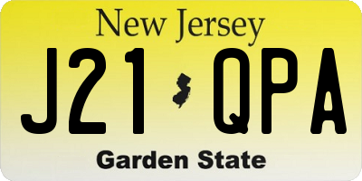 NJ license plate J21QPA