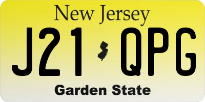 NJ license plate J21QPG