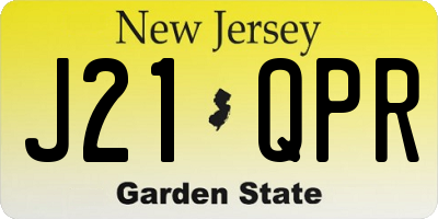 NJ license plate J21QPR