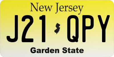 NJ license plate J21QPY