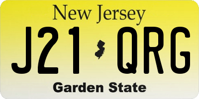 NJ license plate J21QRG