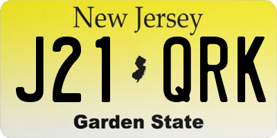 NJ license plate J21QRK
