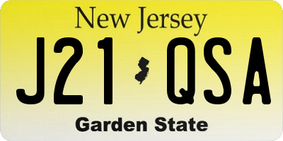 NJ license plate J21QSA