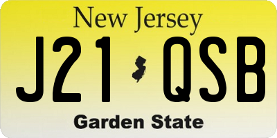 NJ license plate J21QSB