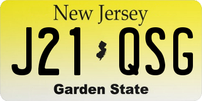 NJ license plate J21QSG