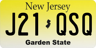 NJ license plate J21QSQ