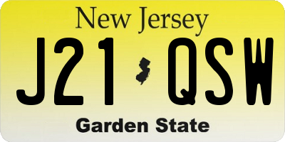 NJ license plate J21QSW