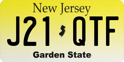 NJ license plate J21QTF