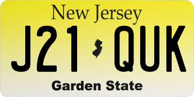NJ license plate J21QUK
