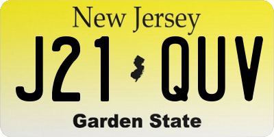NJ license plate J21QUV