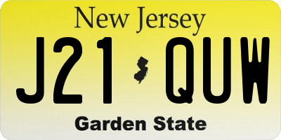 NJ license plate J21QUW