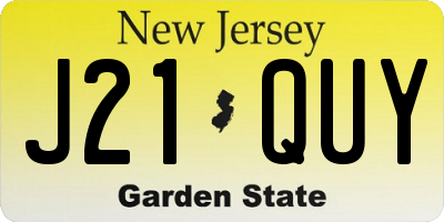 NJ license plate J21QUY