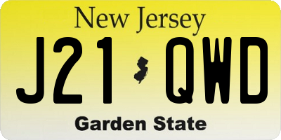 NJ license plate J21QWD