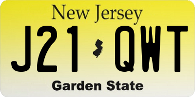 NJ license plate J21QWT