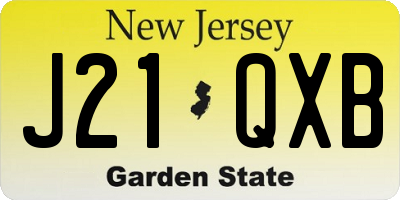 NJ license plate J21QXB