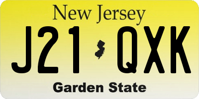 NJ license plate J21QXK