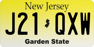 NJ license plate J21QXW