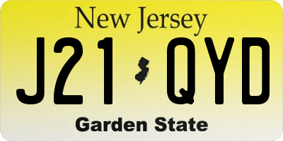 NJ license plate J21QYD
