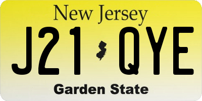 NJ license plate J21QYE