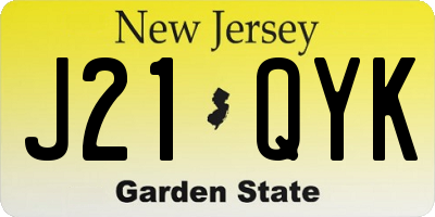 NJ license plate J21QYK