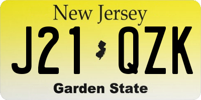 NJ license plate J21QZK