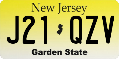 NJ license plate J21QZV