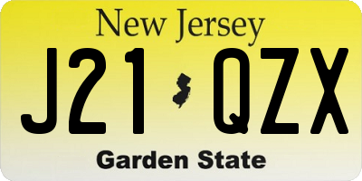 NJ license plate J21QZX