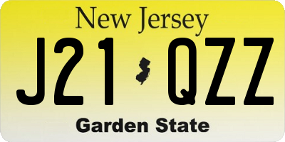 NJ license plate J21QZZ