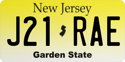 NJ license plate J21RAE