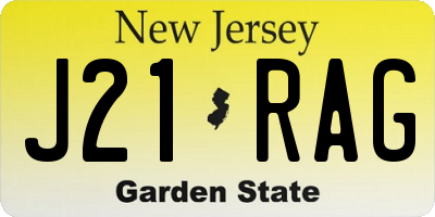 NJ license plate J21RAG