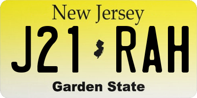 NJ license plate J21RAH