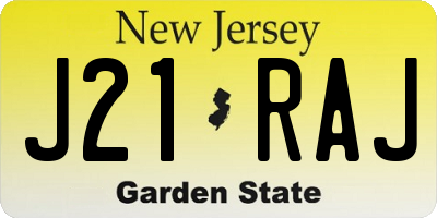 NJ license plate J21RAJ