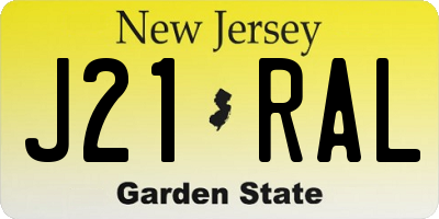 NJ license plate J21RAL