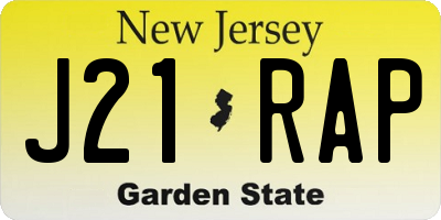 NJ license plate J21RAP