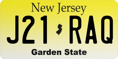 NJ license plate J21RAQ