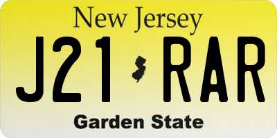 NJ license plate J21RAR
