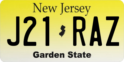 NJ license plate J21RAZ