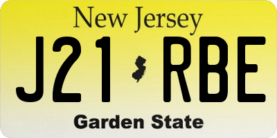 NJ license plate J21RBE