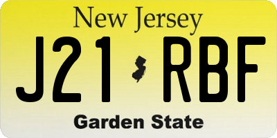 NJ license plate J21RBF