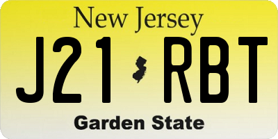 NJ license plate J21RBT