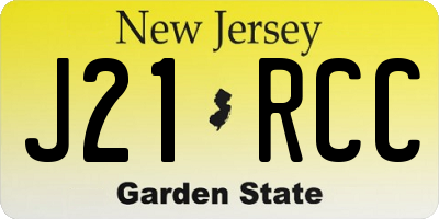 NJ license plate J21RCC