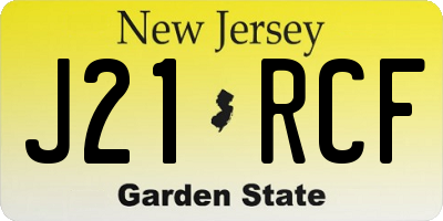NJ license plate J21RCF