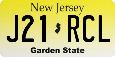 NJ license plate J21RCL