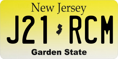 NJ license plate J21RCM