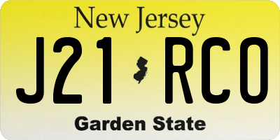 NJ license plate J21RCO