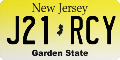 NJ license plate J21RCY