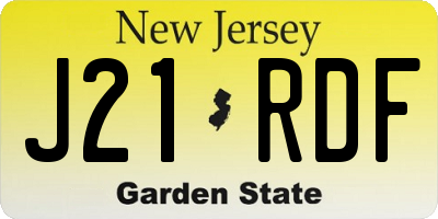 NJ license plate J21RDF