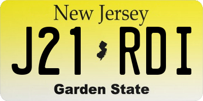 NJ license plate J21RDI