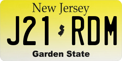 NJ license plate J21RDM